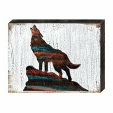 CLEAN CHOICE Wolf on the Stone Vintage Wildlife Art on Board Wall Decor CL2970353